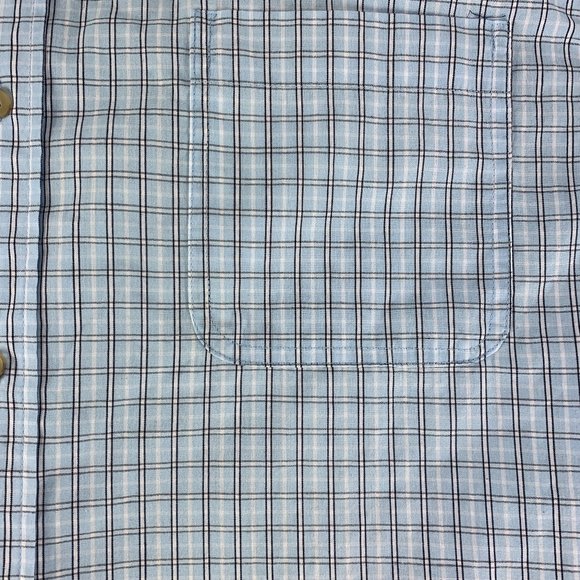 KING SIZE 3XL Blue Plaid Button Front Shirt - Picture 3 of 4